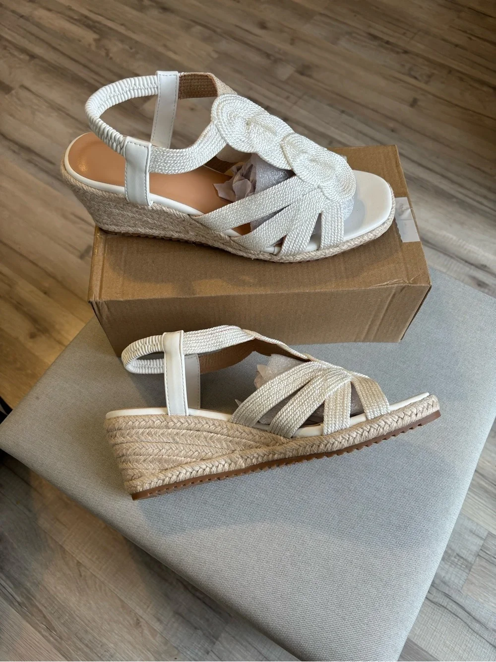 Women’s White Woven Espadrille Wedge Sandals